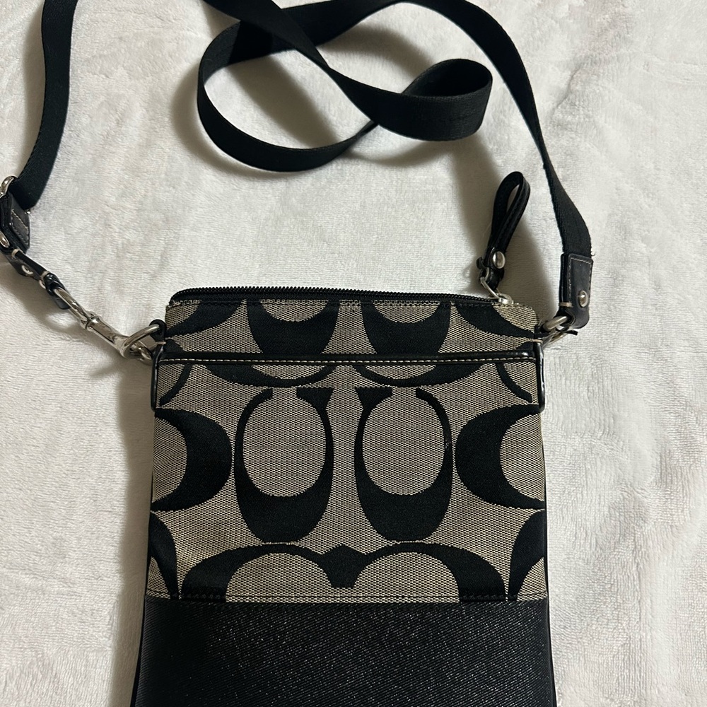Coach Signature Black and Cream Crossbody Bag /
     SOLD
